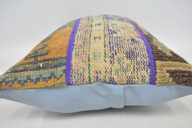 Office Chair Cushion Case, Throw Kilim Pillow, Cushion, 16x24 Blue Pillow Case, Vintage Pillow, Toss Pillow Cover, Interior Designer Pillow - 5