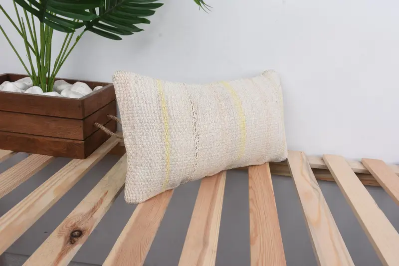Nautical Throw Pillow Sham, Pillow Cover, Throw Kilim Pillow, Boho Pillow Sham Cover, Vintage Kilim Pillow, 8x16 White Cushion Cover - 4