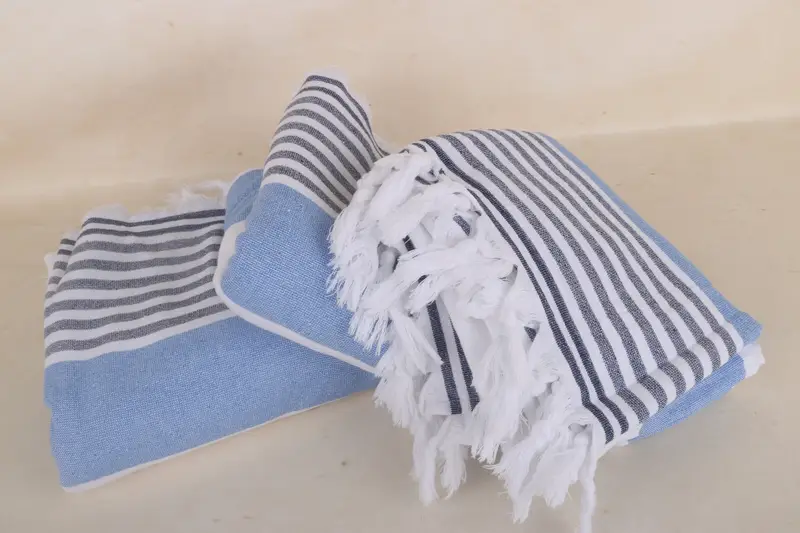 Turkish towel, Thin and lightweight Turkish peshtemal, Scarf Towel, Family Gift, Custom Gift, Turkish beach towel, 68x36 Cotton Striped Terry Towel - 3