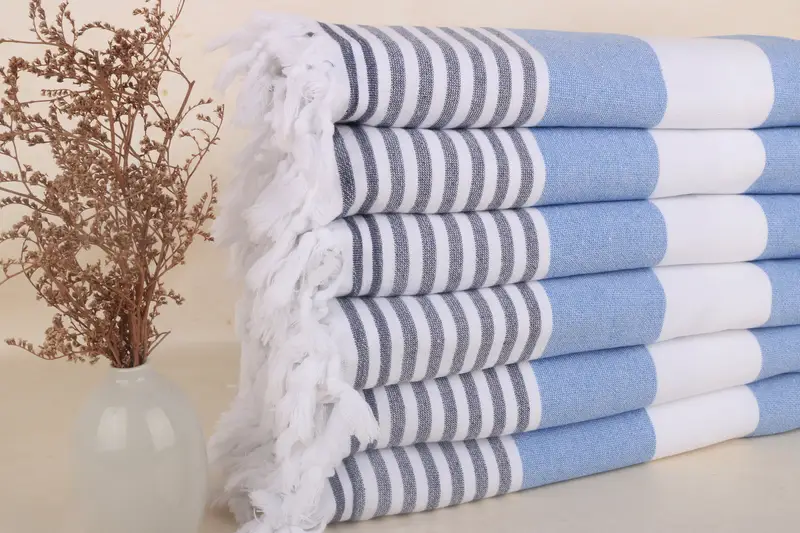 Turkish towel, Thin and lightweight Turkish peshtemal, Scarf Towel, Family Gift, Custom Gift, Turkish beach towel, 68x36 Cotton Striped Terry Towel - 1