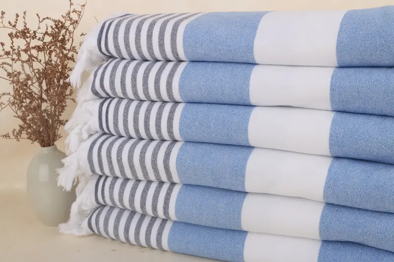 Turkish towel, Thin and lightweight Turkish peshtemal, Scarf Towel, Family Gift, Custom Gift, Turkish beach towel, 68x36 Cotton Striped Terry Towel - 2