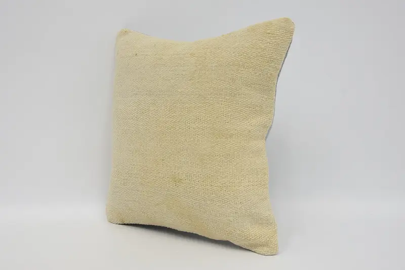 Cozy Throw Cushion Case, Boho Pillow, Handmade Kilim Cushion, Turkish Kilim Pillow, Sofa Bolster Pillow Case, Cushion Cover, 12x12 Beige Pillow Sham - 4