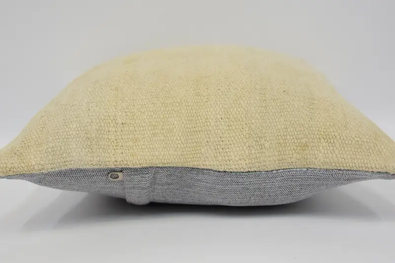 Cozy Throw Cushion Case, Boho Pillow, Handmade Kilim Cushion, Turkish Kilim Pillow, Sofa Bolster Pillow Case, Cushion Cover, 12x12 Beige Pillow Sham - 5