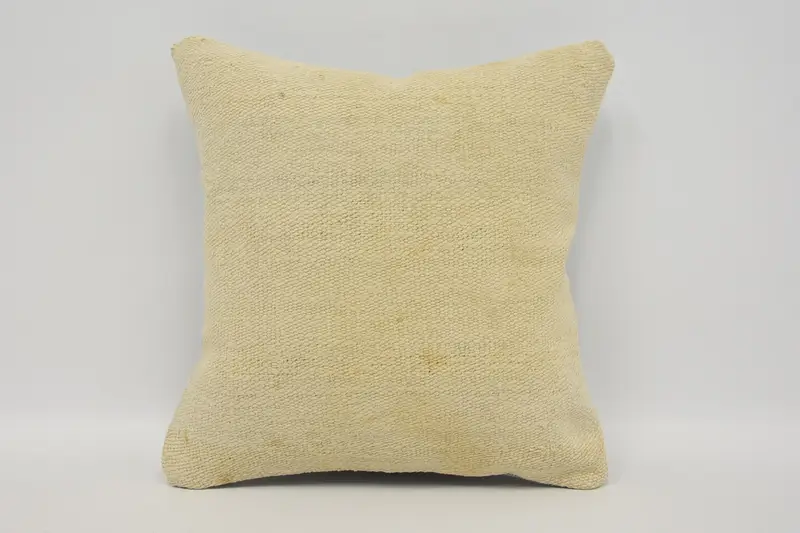 Cozy Throw Cushion Case, Boho Pillow, Handmade Kilim Cushion, Turkish Kilim Pillow, Sofa Bolster Pillow Case, Cushion Cover, 12x12 Beige Pillow Sham - 1