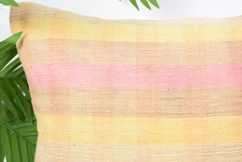 Handmade Throw Pillow Cover, Pillow for Sofa, Cushion Case, Ethnical Kilim Rug Pillow, Vintage Kilim Throw Pillow, 16x16 Yellow Pillow Case - 2