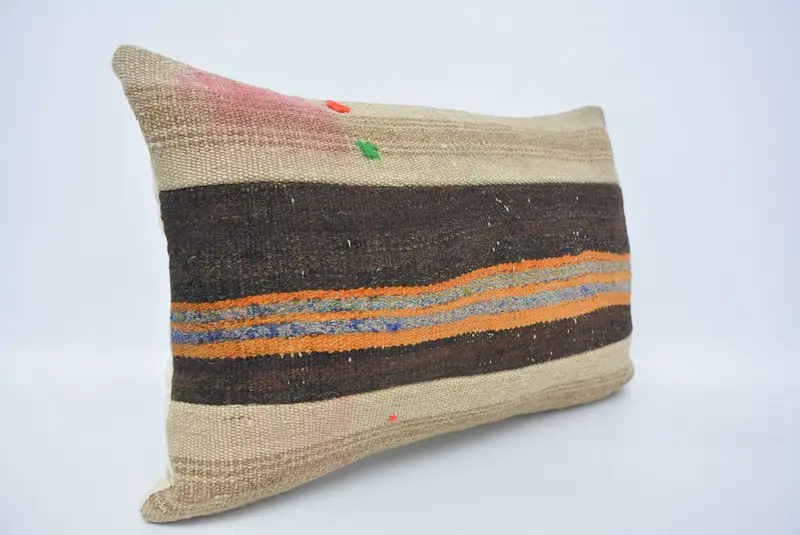 Vintage Kilim Throw Pillow, Bright Cushion Cover, 16x24 Beige Cushion, Pillow for Sofa, Antique Pillows, Cushion Case, Ottoman Cushion - 3
