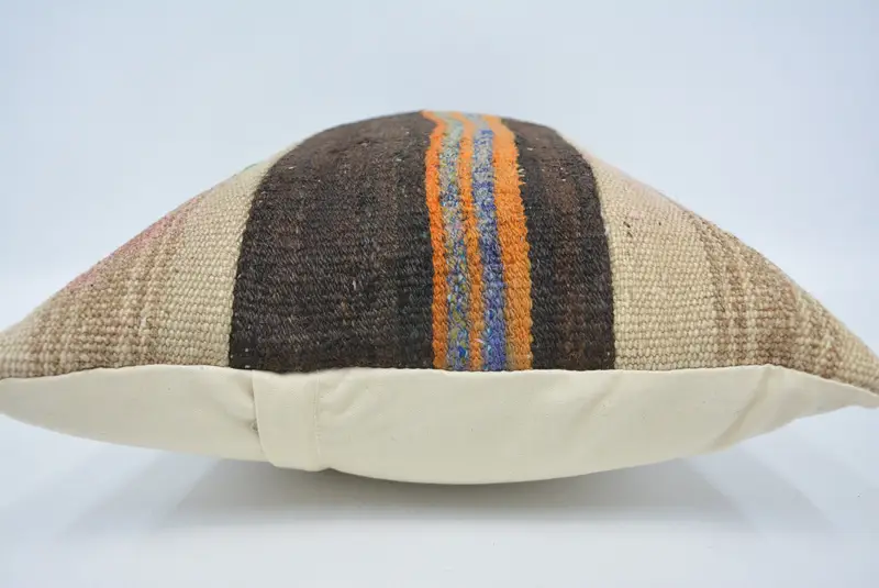 Vintage Kilim Throw Pillow, Bright Cushion Cover, 16x24 Beige Cushion, Pillow for Sofa, Antique Pillows, Cushion Case, Ottoman Cushion - 5