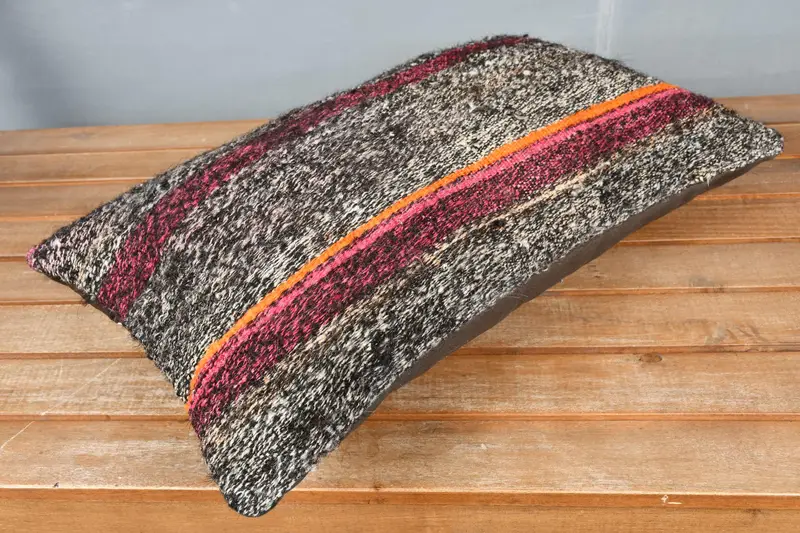 12x20 Brown Cushion Cover, Boho Pillow Sham Cover, Vintage Kilim Throw Pillow, Cushion Cover, Ethnical Kilim Rug Pillow - 2