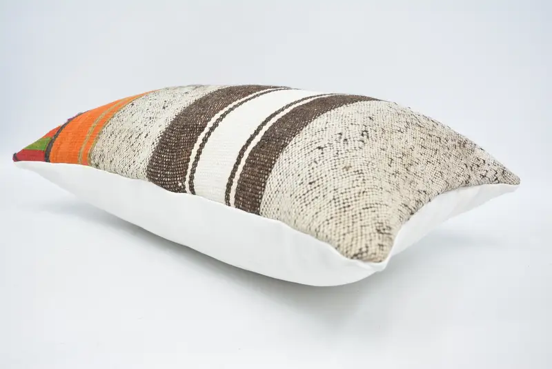Interior Designer Pillow, Accent Throw Pillow Case, Cushion, 16x24 White Cushion Case, Vintage Kilim Pillow, Turkish Kilim Pillow - 6