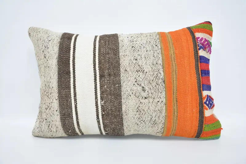 Interior Designer Pillow, Accent Throw Pillow Case, Cushion, 16x24 White Cushion Case, Vintage Kilim Pillow, Turkish Kilim Pillow - 1