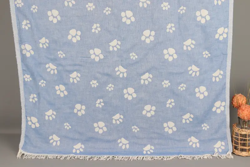 Turkish Towel Beach Organic Cotton Sax Blue, 36x71 Inches