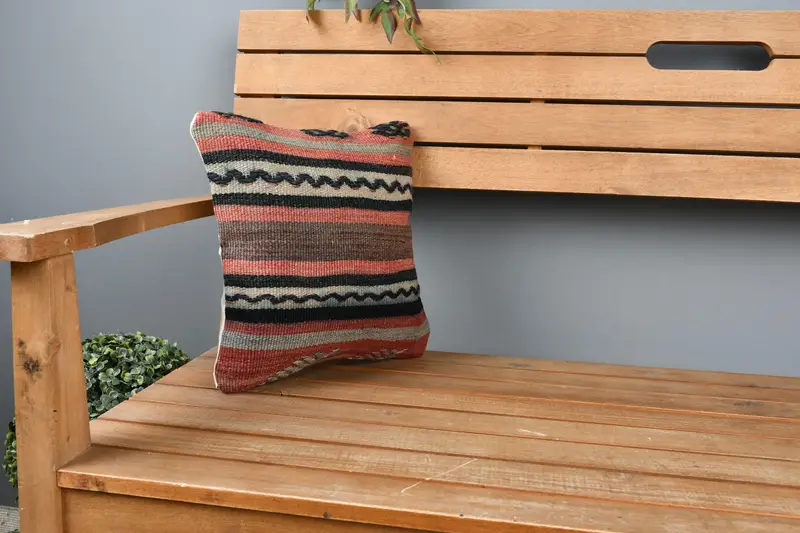 12x12 Red Cushion Case, Pillow Cover, Ethnic Throw Pillow Cover, Antique Pillows, Vintage Kilim Throw Pillow, Handmade Cushion Case, Kilim Pillow - 1