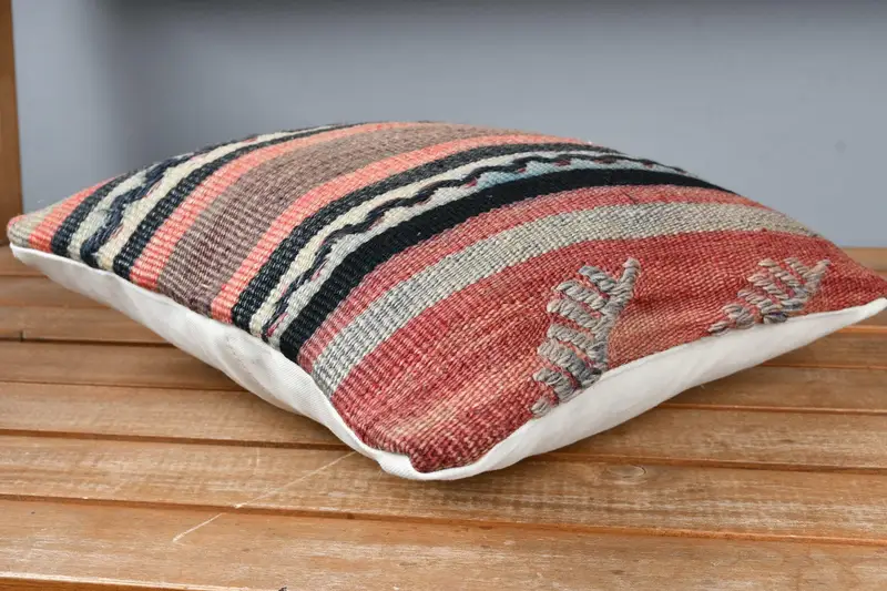 12x12 Red Cushion Case, Pillow Cover, Ethnic Throw Pillow Cover, Antique Pillows, Vintage Kilim Throw Pillow, Handmade Cushion Case, Kilim Pillow - 4