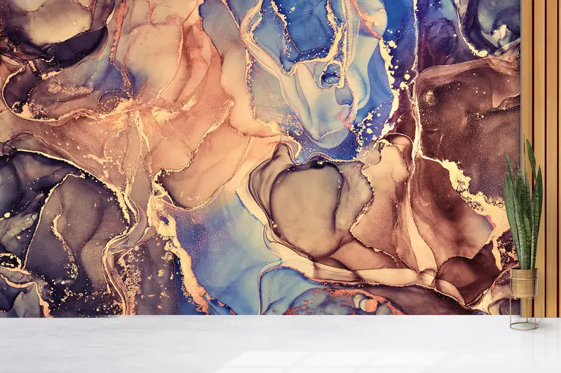 Çağdaş Mekanlar için Zarif Baskılı Lüks Mermer Duvar Kağıdı