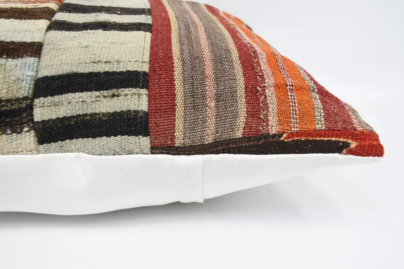 Pillow for Sofa, Kilim Cushion Sham, 24x24 Red Cushion, Turkish Rugs Cushion, Armchair Cushion Cover, Ethnical Kilim Rug Pillow, Cushion Case - 5