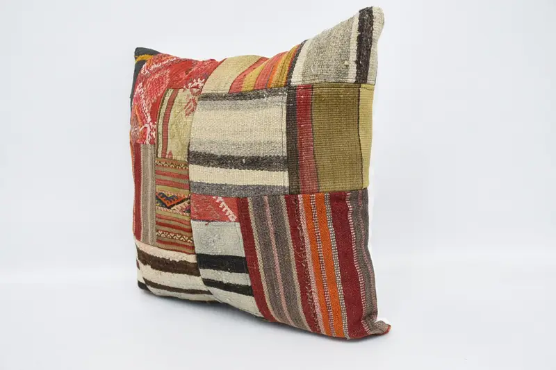 Pillow for Sofa, Kilim Cushion Sham, 24x24 Red Cushion, Turkish Rugs Cushion, Armchair Cushion Cover, Ethnical Kilim Rug Pillow, Cushion Case - 4