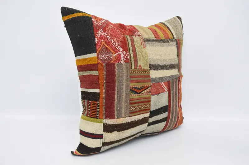 Pillow for Sofa, Kilim Cushion Sham, 24x24 Red Cushion, Turkish Rugs Cushion, Armchair Cushion Cover, Ethnical Kilim Rug Pillow, Cushion Case - 3