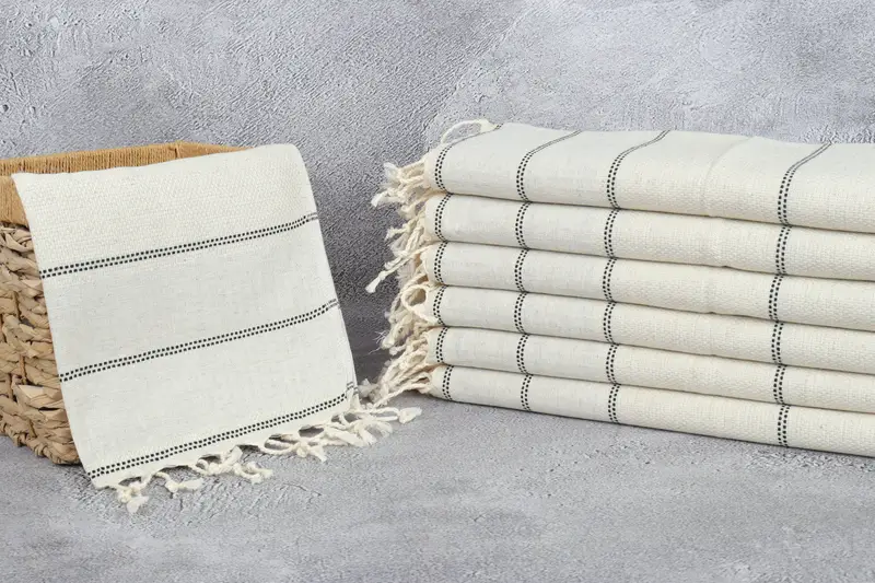Embroidery Towel, 40x20 Linen Striped Towel, Birthday Gift, Best Friend Wedding Gift, Custom Hand Towel, Personalized Dish Towel, Personalized Gifts - 3