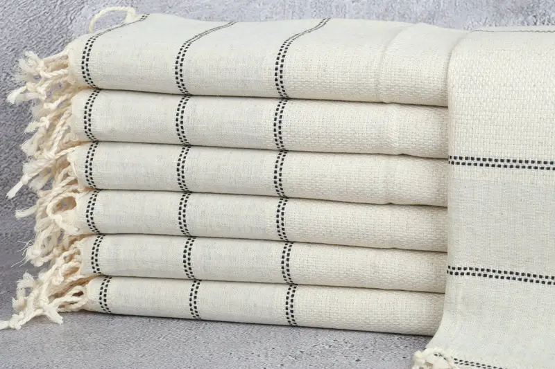 Embroidery Towel, 40x20 Linen Striped Towel, Birthday Gift, Best Friend Wedding Gift, Custom Hand Towel, Personalized Dish Towel, Personalized Gifts - 1