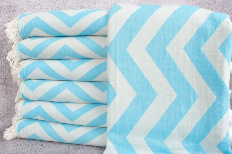 Beach Towel Organic Zigzag 38x71 Inches, Bath Towel, Beige