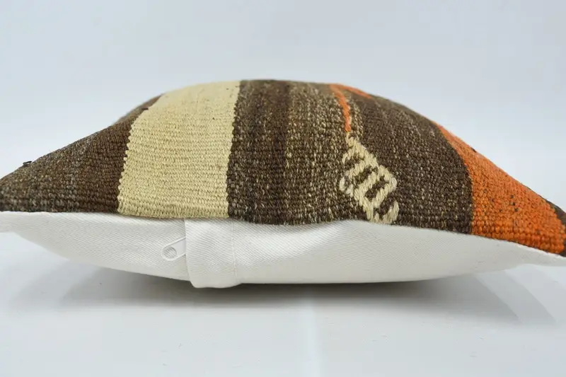 Sofa Cushion Case, Vintage Pillow, 12x12 Brown Pillow Case, Pillow Sham, Ethnical Kilim Rug Pillow, Turkish Pillow, Christmas Pillow - 5