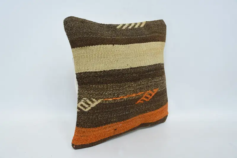 Sofa Cushion Case, Vintage Pillow, 12x12 Brown Pillow Case, Pillow Sham, Ethnical Kilim Rug Pillow, Turkish Pillow, Christmas Pillow - 3