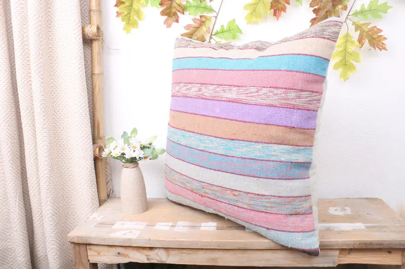 Turkish Pillow, Cushion, 20x20 Rainbow Cushion Cover, Interior Designer Pillow, Tapestry Pillow Cover, Designer Throw Pillow Sham, Home Decor Pillow - 4