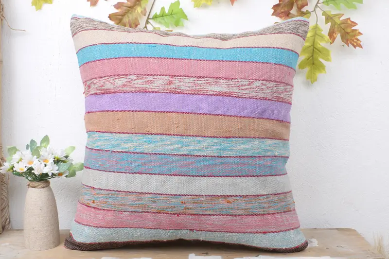 Turkish Pillow, Cushion, 20x20 Rainbow Cushion Cover, Interior Designer Pillow, Tapestry Pillow Cover, Designer Throw Pillow Sham, Home Decor Pillow - 2