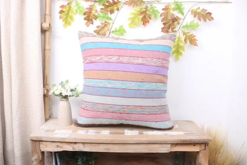 Turkish Pillow, Cushion, 20x20 Rainbow Cushion Cover, Interior Designer Pillow, Tapestry Pillow Cover, Designer Throw Pillow Sham, Home Decor Pillow - 1
