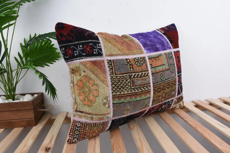 Antique Pillows, Kilim Pillow, Art Deco Cushion Cover, 20x28 Blue Pillow, Vintage Pillow, Pillow, Turkish Bench Cushion, Boho Throw Pillow Sham - 4