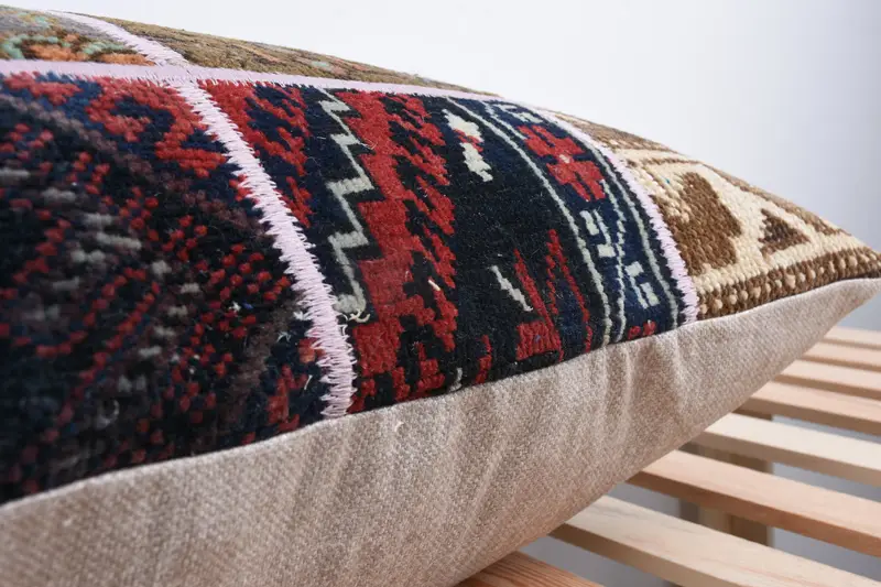 Antique Pillows, Kilim Pillow, Art Deco Cushion Cover, 20x28 Blue Pillow, Vintage Pillow, Pillow, Turkish Bench Cushion, Boho Throw Pillow Sham - 7