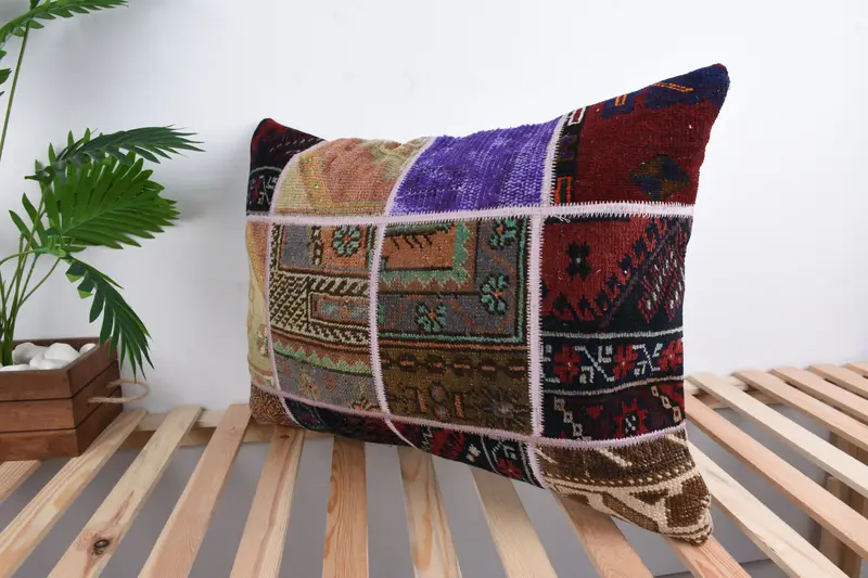 Antique Pillows, Kilim Pillow, Art Deco Cushion Cover, 20x28 Blue Pillow, Vintage Pillow, Pillow, Turkish Bench Cushion, Boho Throw Pillow Sham - 5