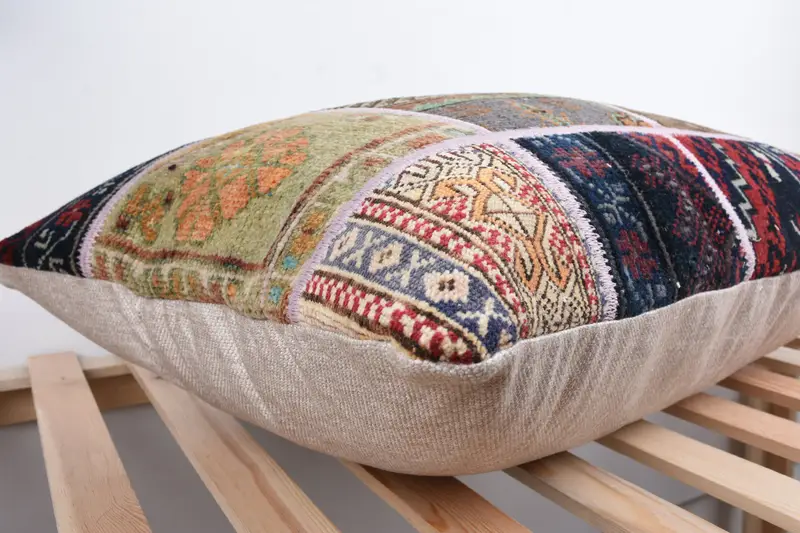 Antique Pillows, Kilim Pillow, Art Deco Cushion Cover, 20x28 Blue Pillow, Vintage Pillow, Pillow, Turkish Bench Cushion, Boho Throw Pillow Sham - 6