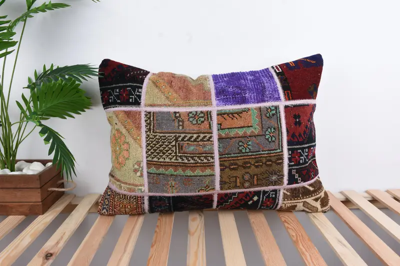 Antique Pillows, Kilim Pillow, Art Deco Cushion Cover, 20x28 Blue Pillow, Vintage Pillow, Pillow, Turkish Bench Cushion, Boho Throw Pillow Sham - 1