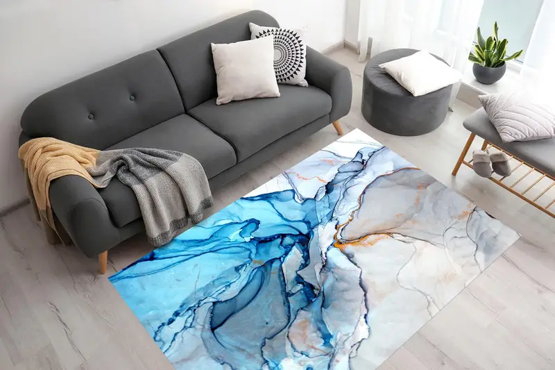 Elegant Printed Rug: Gray Marble Design for Modern Spaces