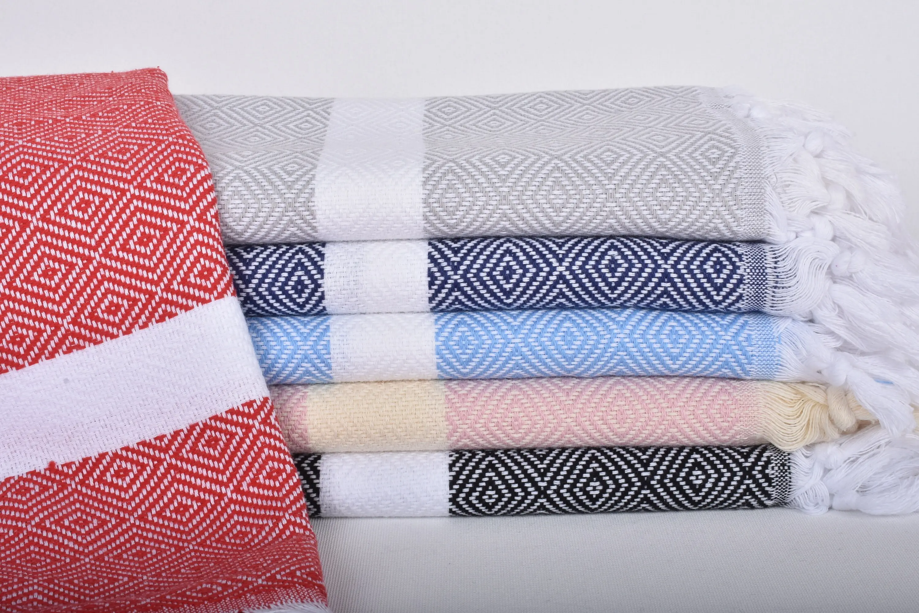 Light Blue Diamond Hand Towel Monogram Kitchen Towel, 40x18 Inches - 1