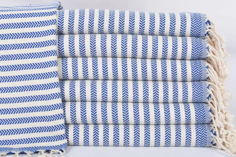 Sax Blue Chevron Turkish Cotton Personalized Towel, 40x18 Inches