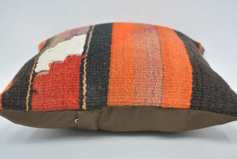 Kilim Pillow Cover, Shabby Chic Cushion, Floor Pillow Case, Pillow, 12x12 Orange Cushion Case, Pillow for Sofa, Handmade Kilim Cushion - 5