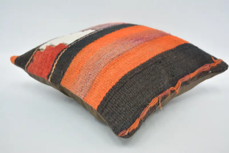 Kilim Pillow Cover, Shabby Chic Cushion, Floor Pillow Case, Pillow, 12x12 Orange Cushion Case, Pillow for Sofa, Handmade Kilim Cushion - 6