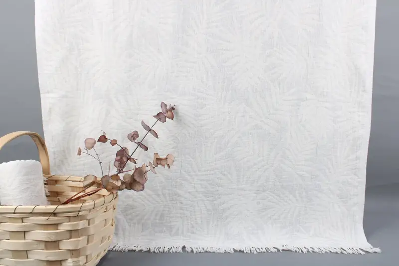 Turkish Bath Towel Floral Patterned Light Gray, 40x63 Inches