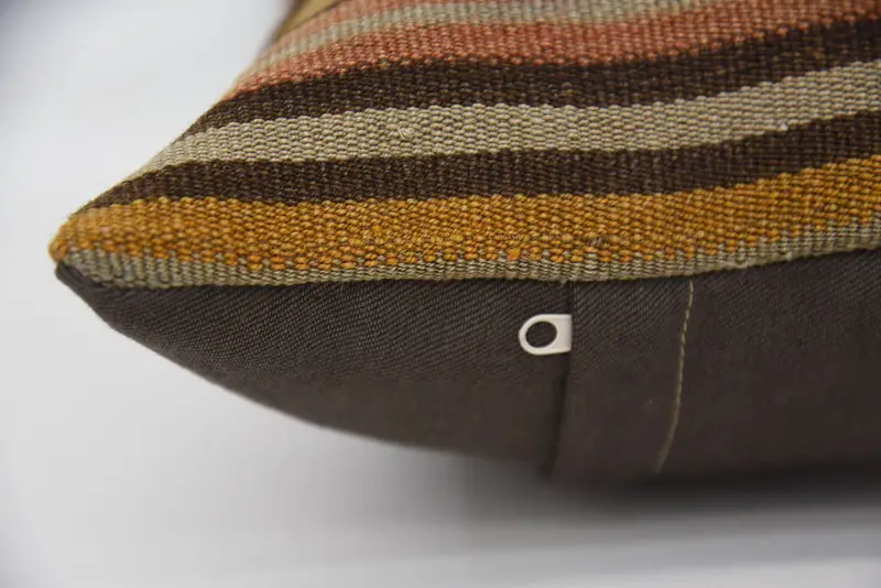 Turkish Pillow, Patio Pillow Cover, Vintage Kilim Pillow, Kilim Cushion Sham, Accent Throw Pillow Sham, Cushion Cover, 12x20 Brown Pillow Sham - 6