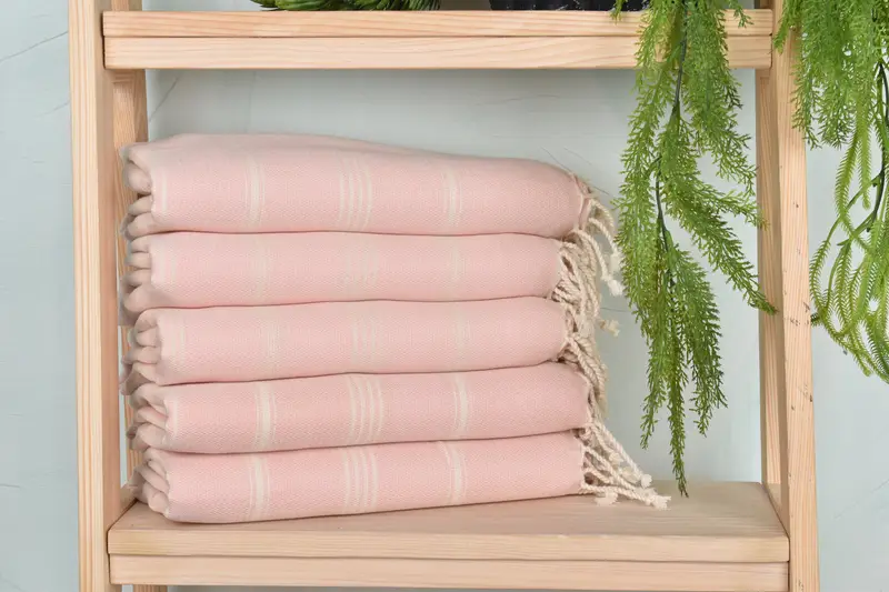 Coral Cotton Striped Towel, 40x71 Inches, Handmade Personalized Beach Towel