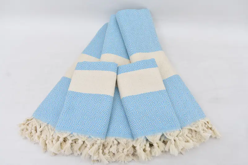 Turkish Towel Monogram Beach Towel Blue Turquoise, 70x40 Inches