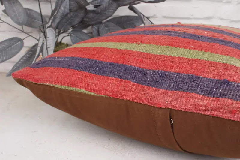 Cushion Case, Throw Kilim Pillow, Vintage Pillow, 20x20 Red Pillow, Ethnical Kilim Rug Pillow, Vintage Pillow Sham, Living Room Throw Cushion Case - 7