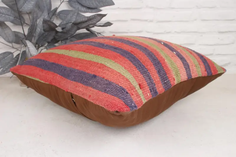 Cushion Case, Throw Kilim Pillow, Vintage Pillow, 20x20 Red Pillow, Ethnical Kilim Rug Pillow, Vintage Pillow Sham, Living Room Throw Cushion Case - 6