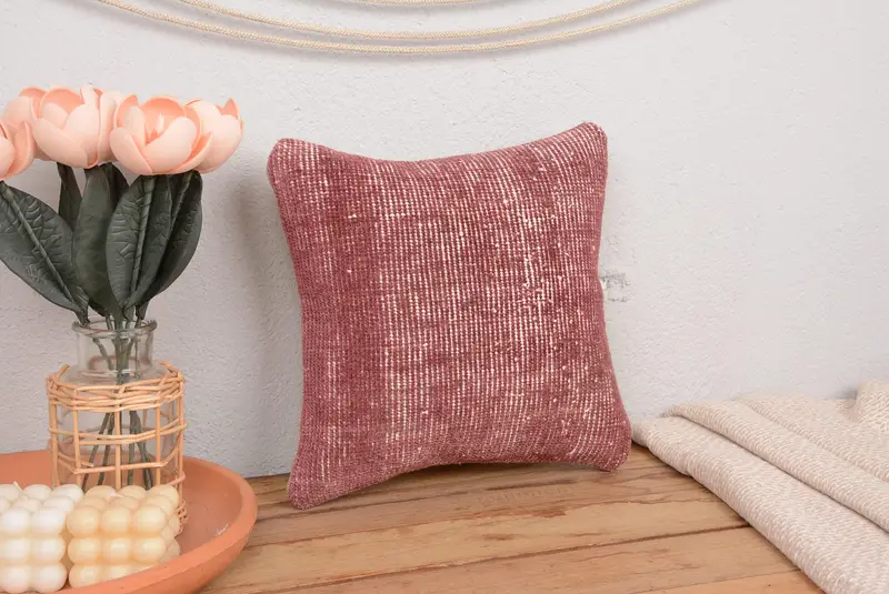 Almohada de lanzamiento bordada del suroeste púrpura, cojín vintage 12x12