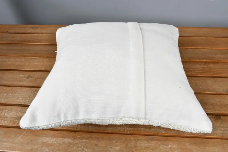 Turkish Rugs Pillow Sham, 14x14 White Pillow Sham, Turkish Kilim Pillow, Cushion Cover, Vintage Kilim Pillow, Turkish Pillow - 5