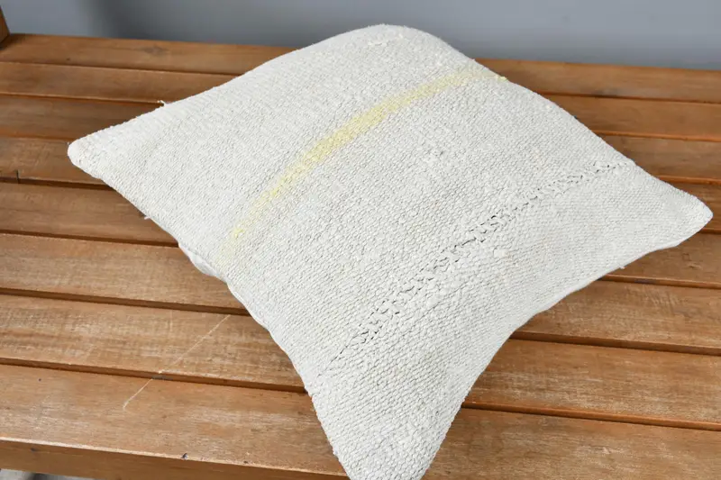 Turkish Rugs Pillow Sham, 14x14 White Pillow Sham, Turkish Kilim Pillow, Cushion Cover, Vintage Kilim Pillow, Turkish Pillow - 2