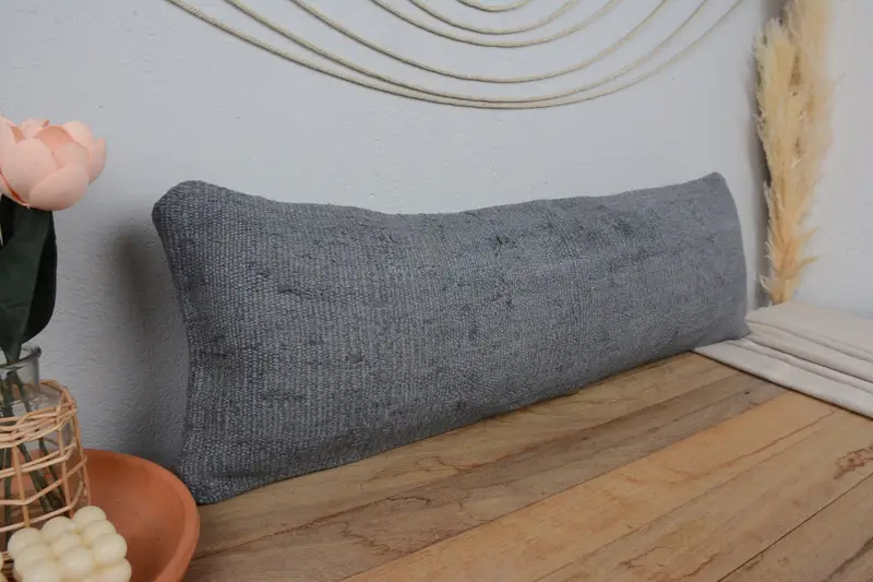 12x36 Gray Cushion Case, Patio Cushion Case, Kilim Pillow Cover, Vintage Kilim Throw Pillow, Antique Pillows, Pillow Cover - 1