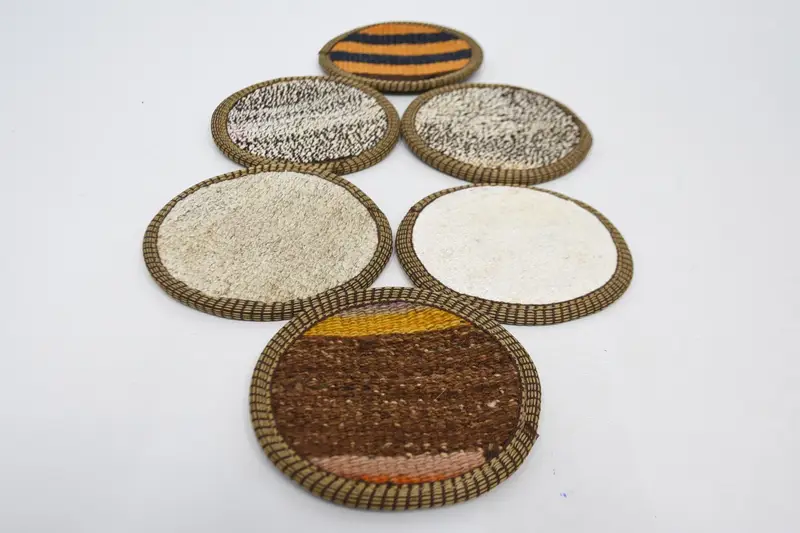 Posavasos a rayas blancas y naranjas, posavasos duradero y elegante.